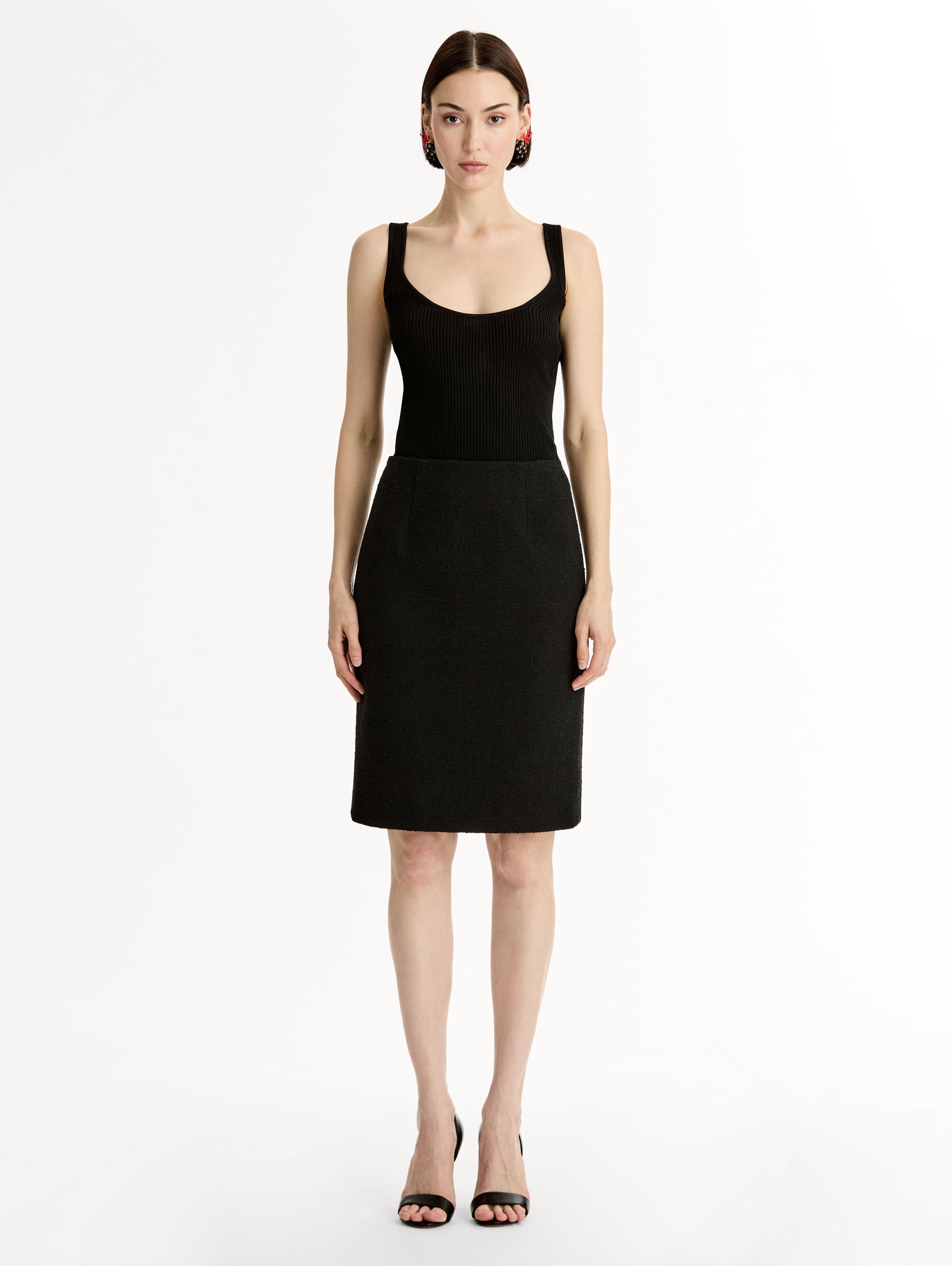 Oscar de la Renta Wool Tweed Pencil Skirt