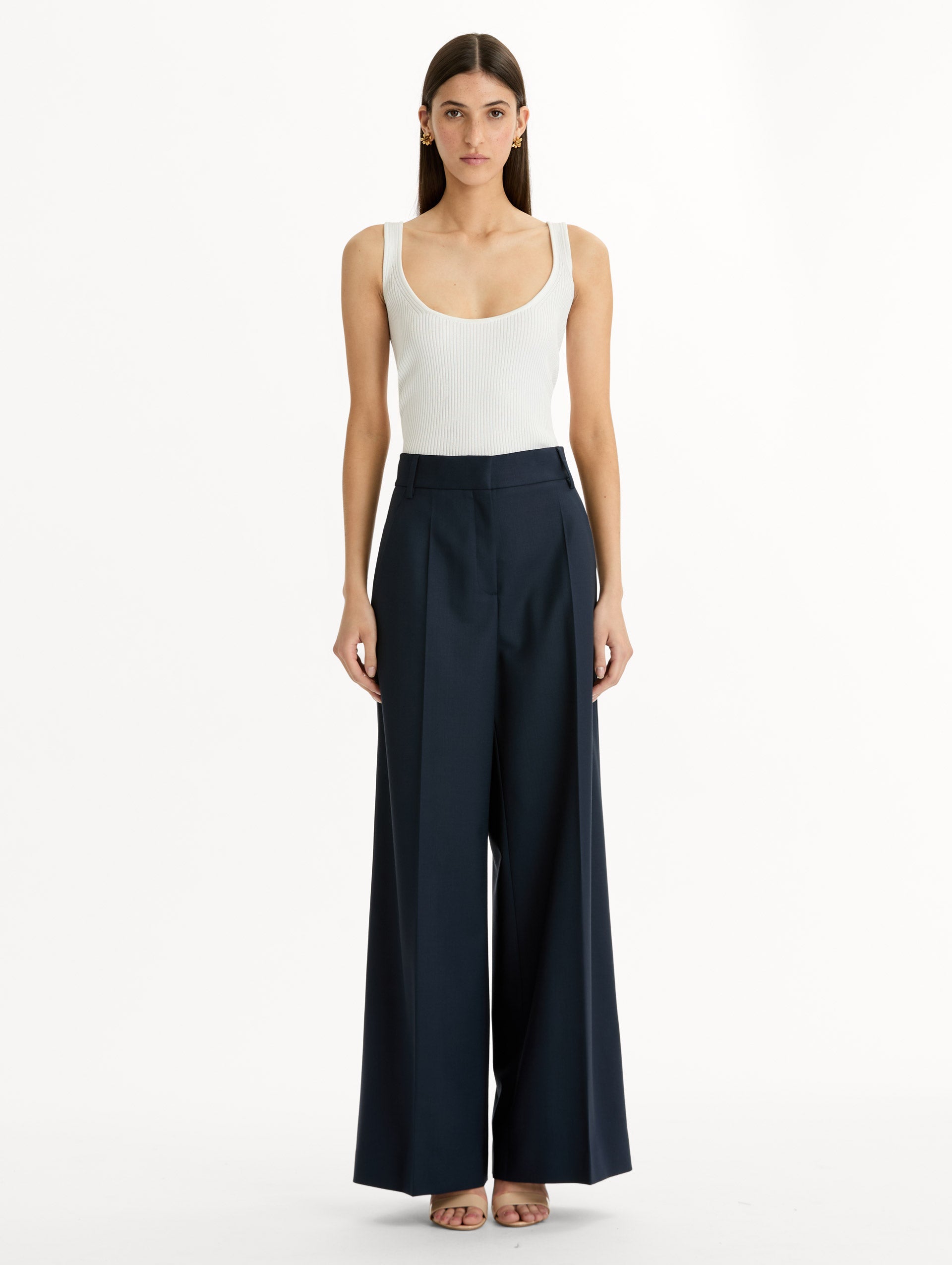 Oscar de la Renta Wide-Leg Wool-Blend Pant