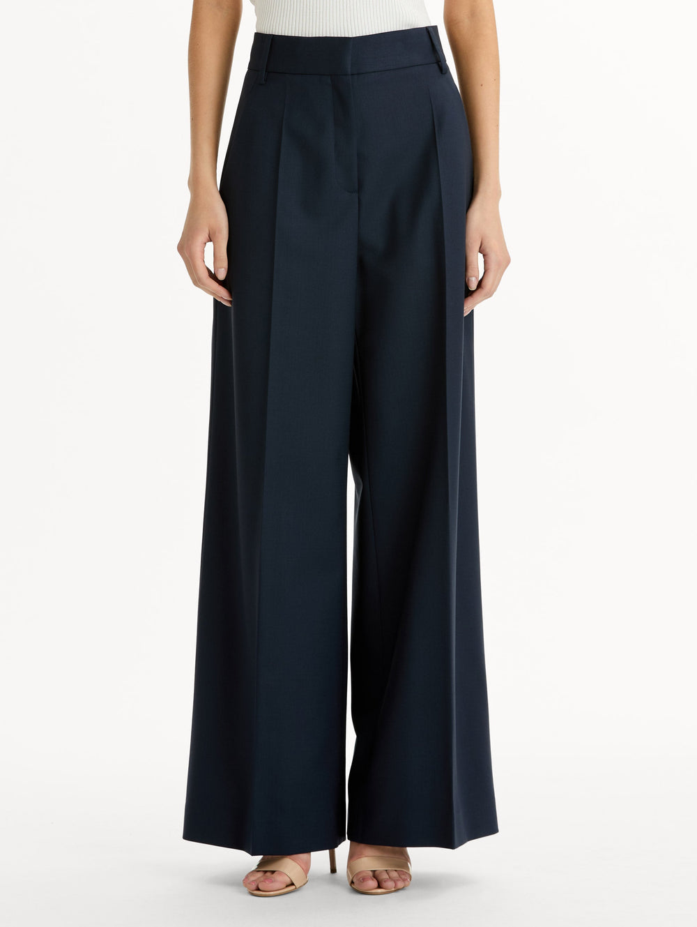 Oscar de la Renta Wide-Leg Wool-Blend Pant