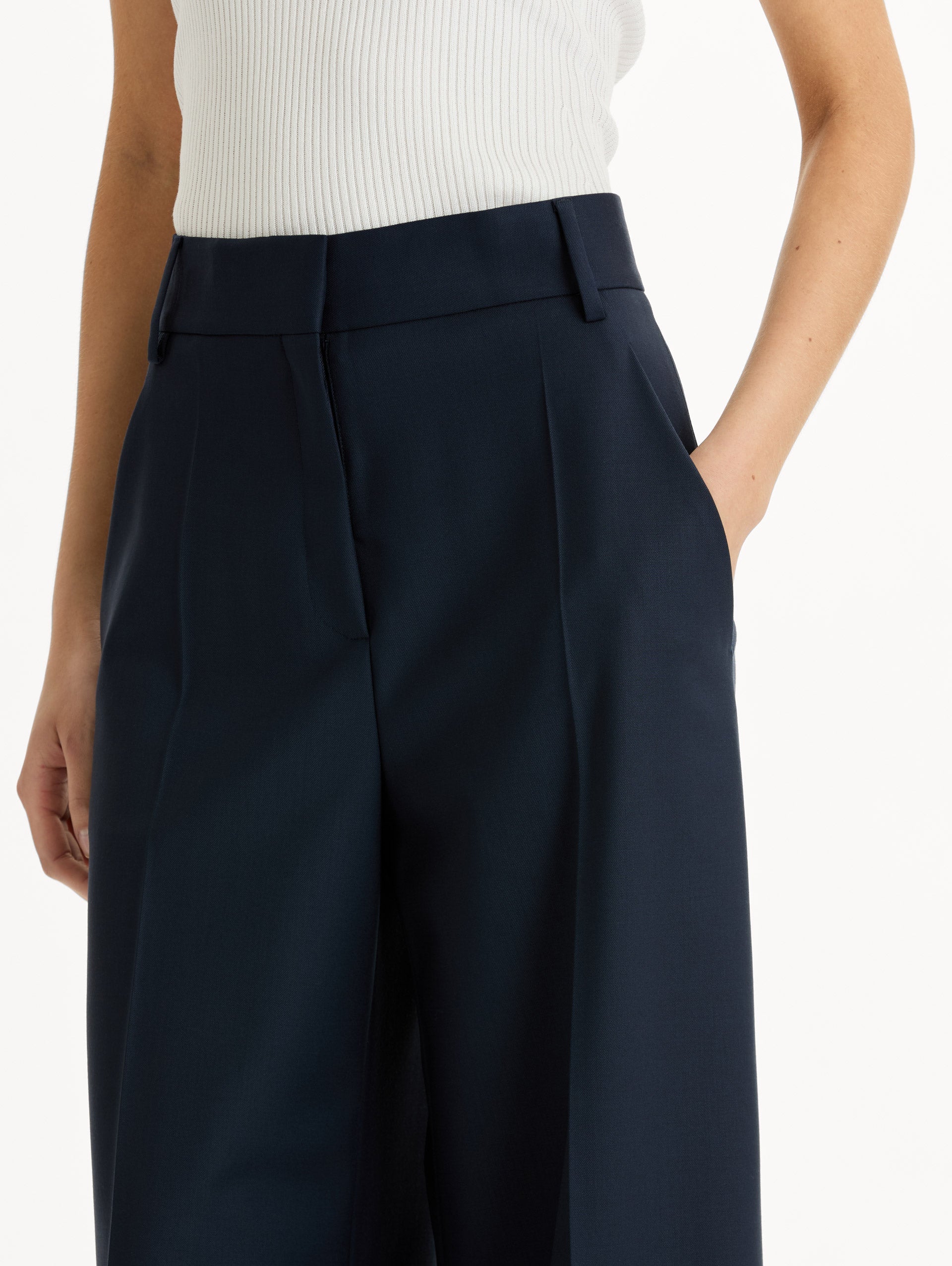 Oscar de la Renta Wide-Leg Wool-Blend Pant