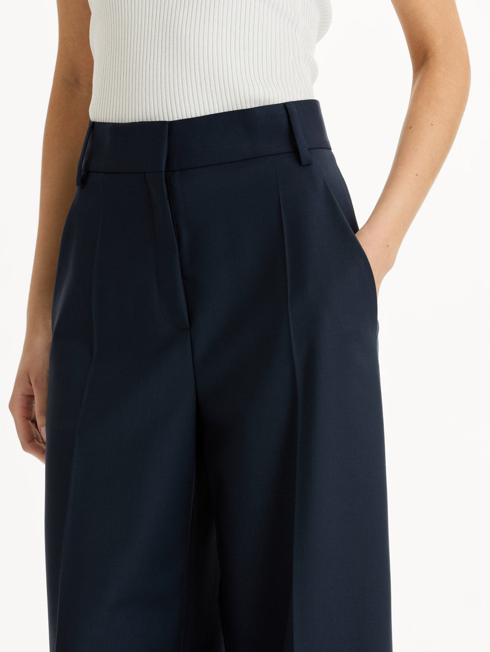 Oscar de la Renta Wide-Leg Wool-Blend Pant
