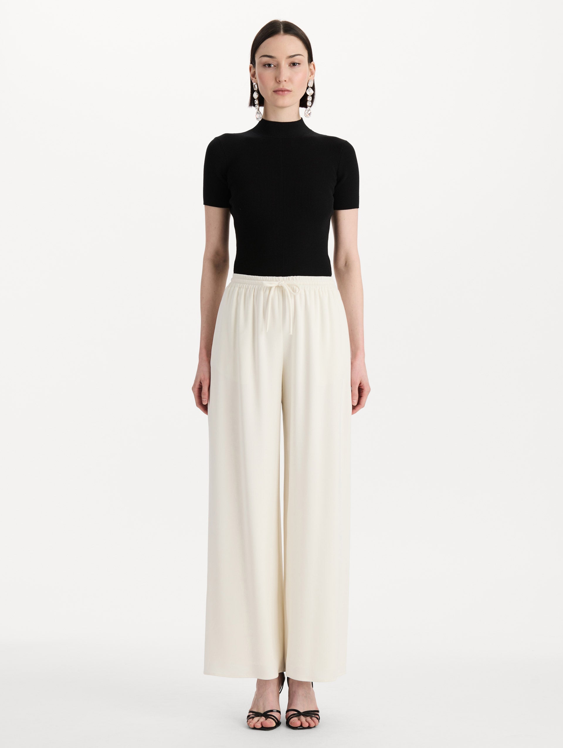 Oscar de la Renta Silk Georgette Drawstring Pant
