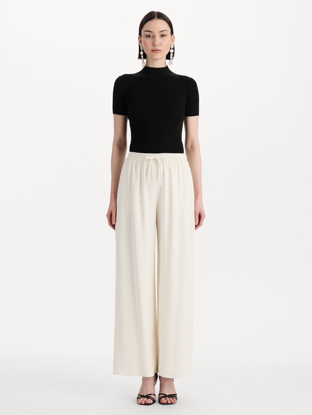 Oscar de la Renta Silk Georgette Drawstring Pant