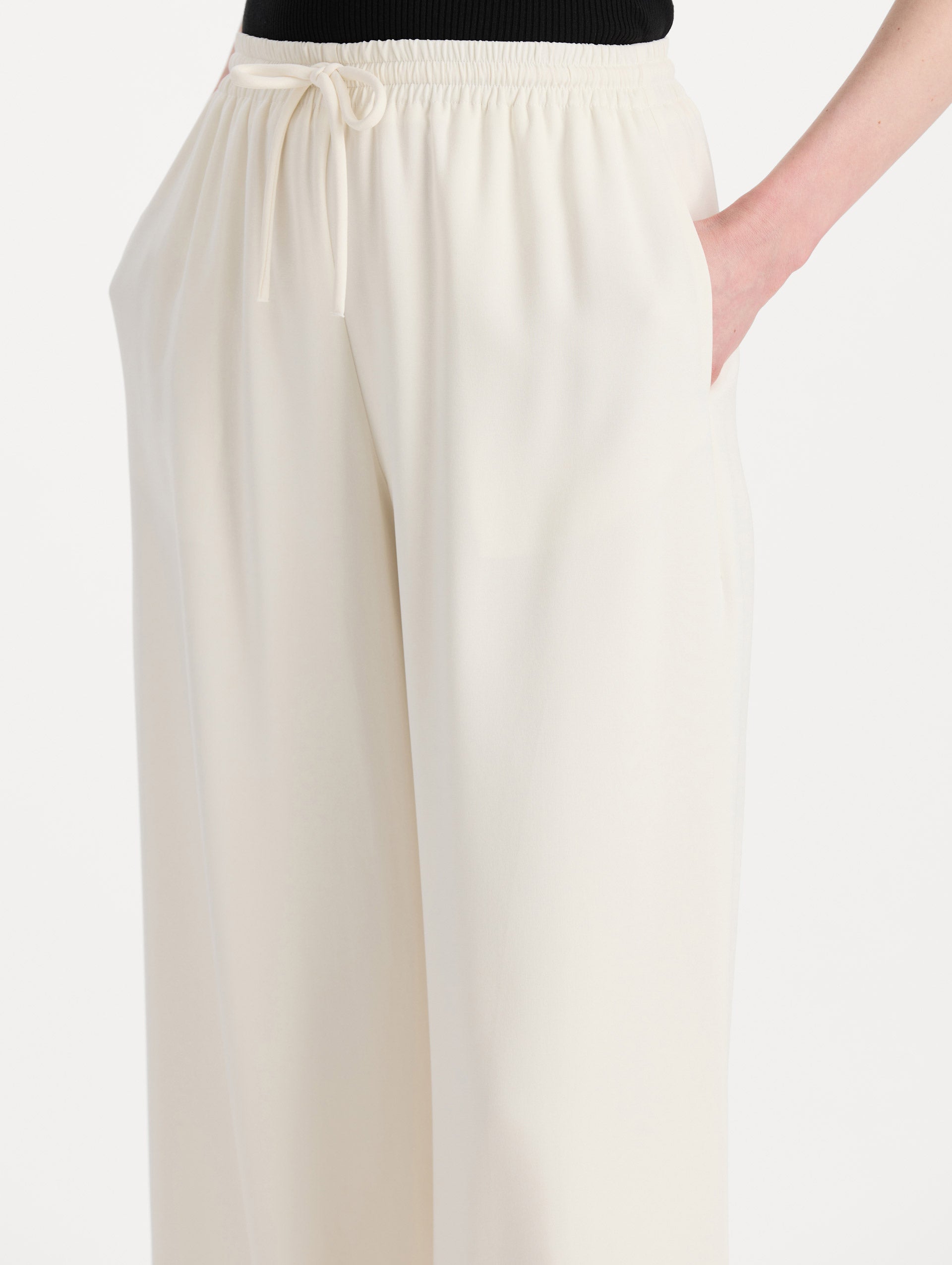 Oscar de la Renta Silk Georgette Drawstring Pant