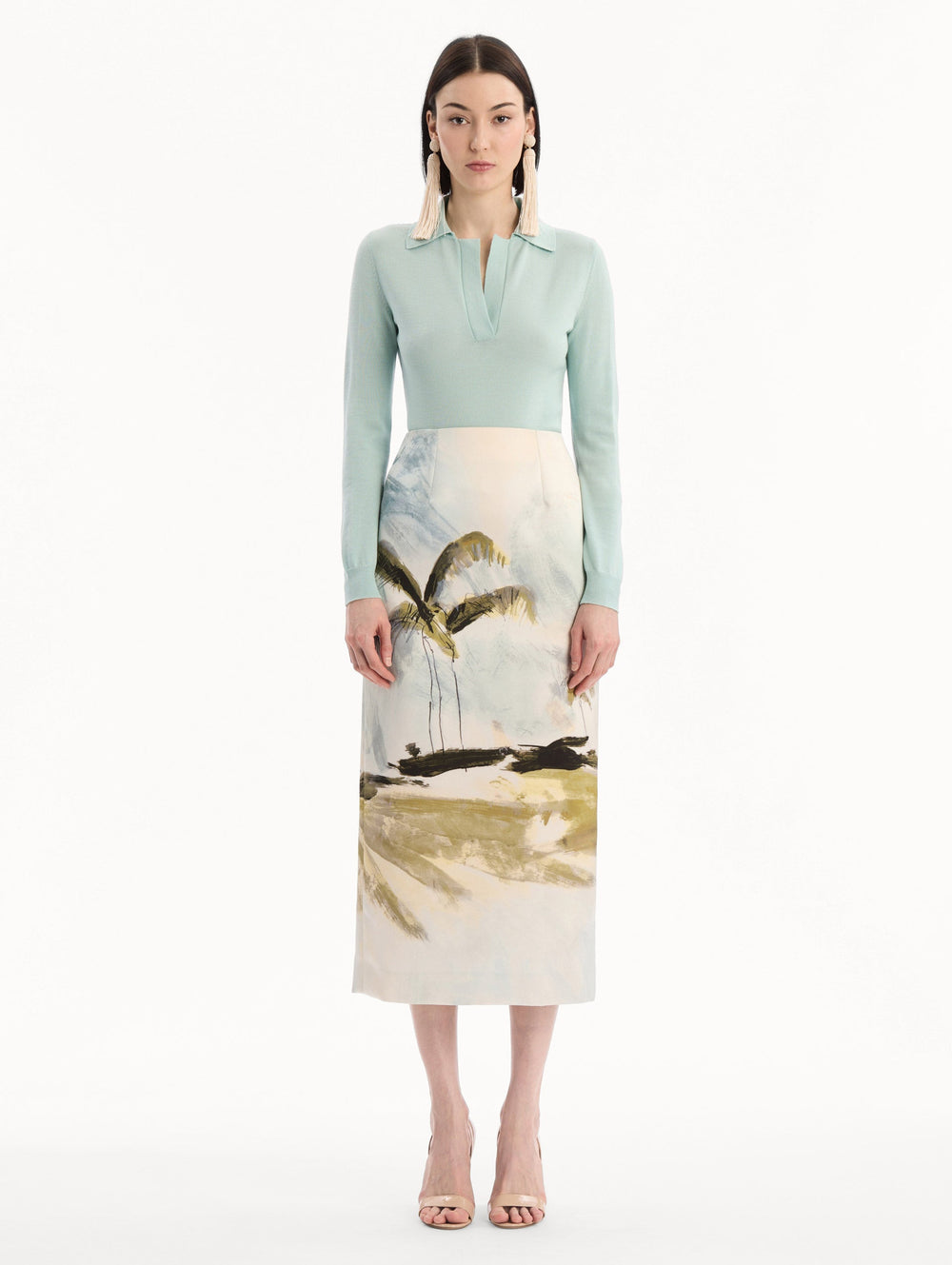 Oscar de la Renta Dominican Landscape Pencil Skirt