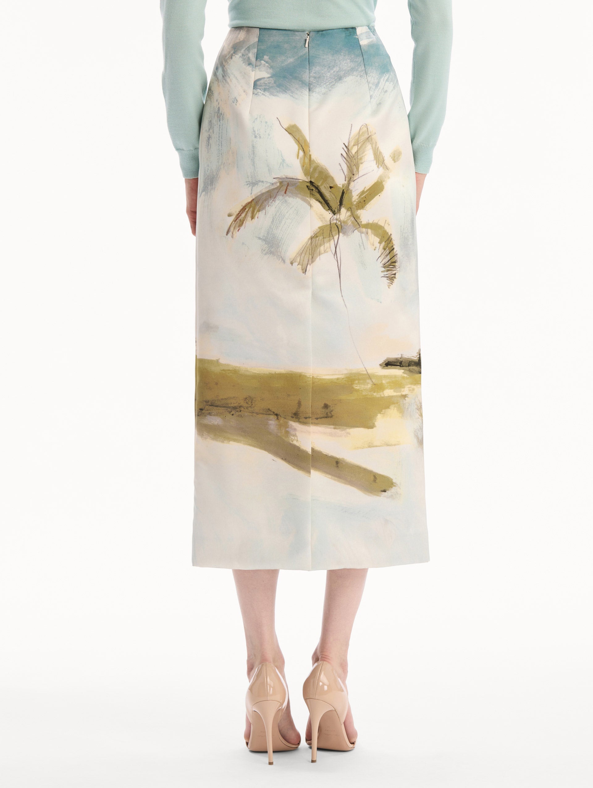 Oscar de la Renta Dominican Landscape Pencil Skirt