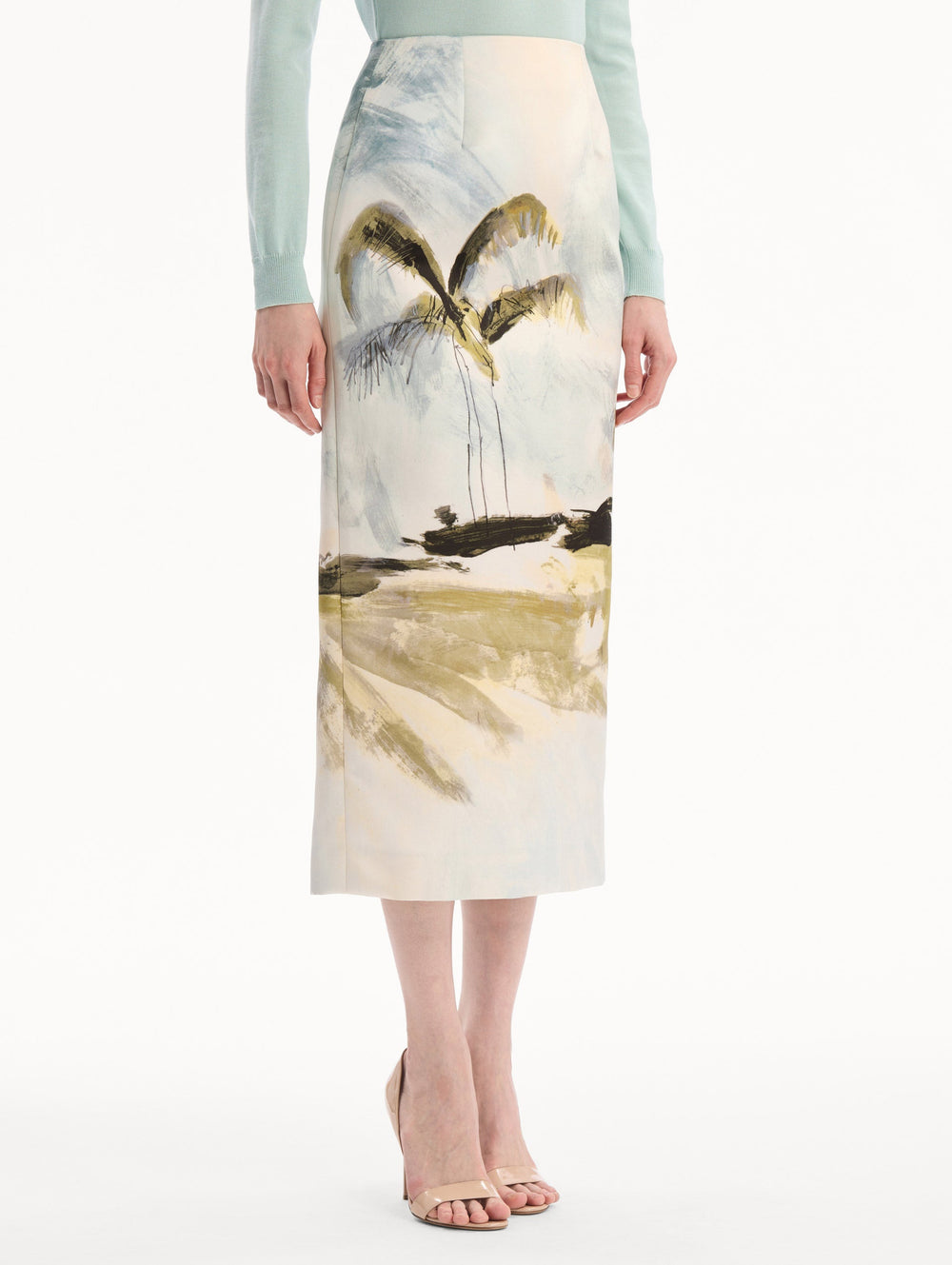 Oscar de la Renta Dominican Landscape Pencil Skirt