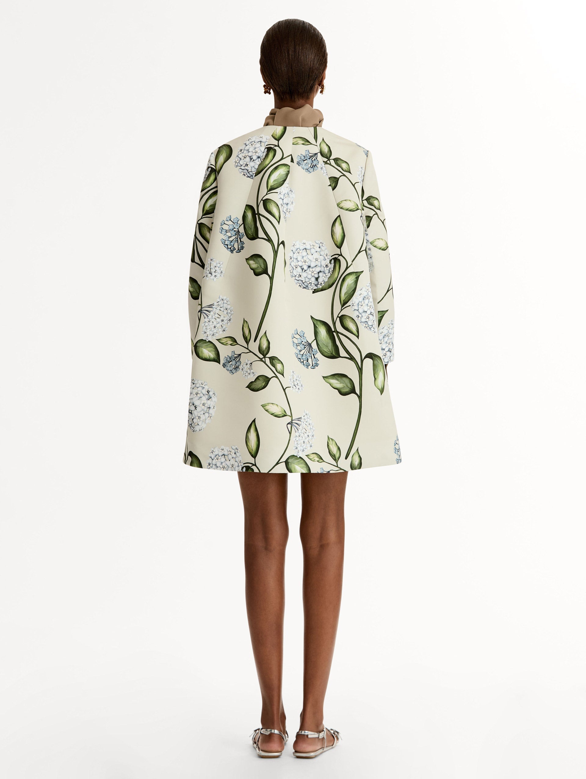 Oscar de la Renta Porcelain Flower Faille Coat