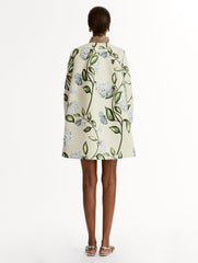 Oscar de la Renta Porcelain Flower Faille Coat