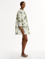 Oscar de la Renta Porcelain Flower Faille Coat