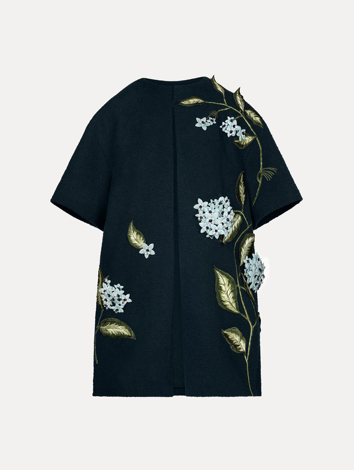 Oscar de la Renta Porcelain Flower Embroidered Coat