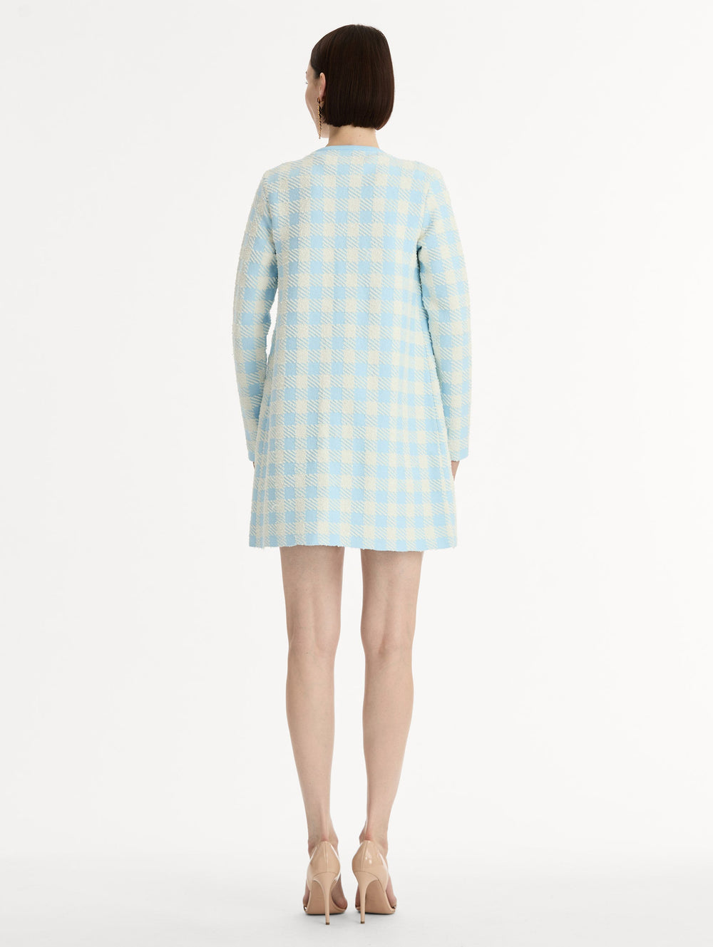 Oscar de la Renta Gingham Coat with Floral Appliqué