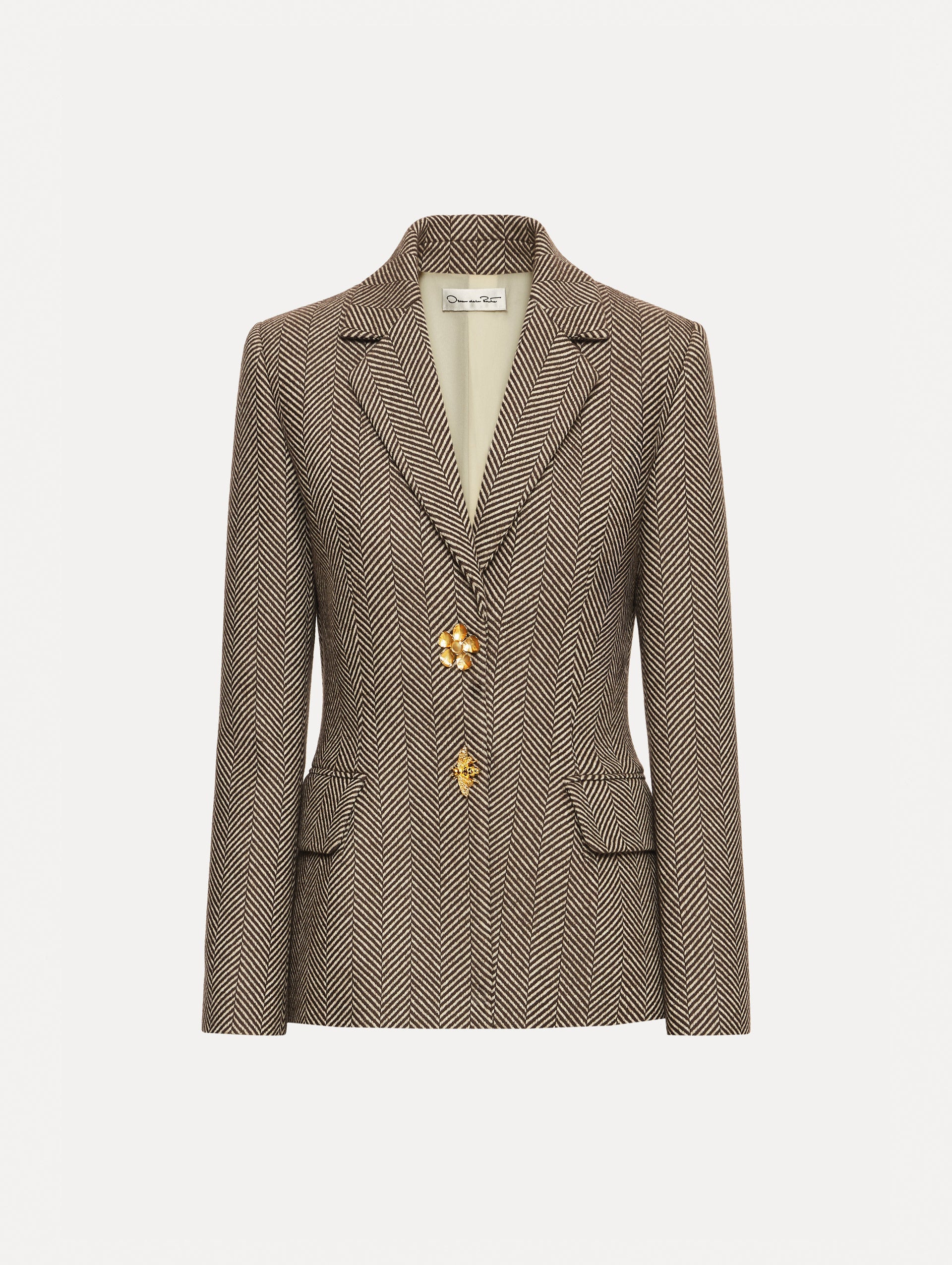 Oscar de la Renta Chevron Cashmere-Blend Jacket