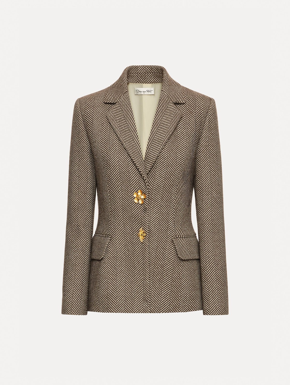 Oscar de la Renta Chevron Cashmere-Blend Jacket