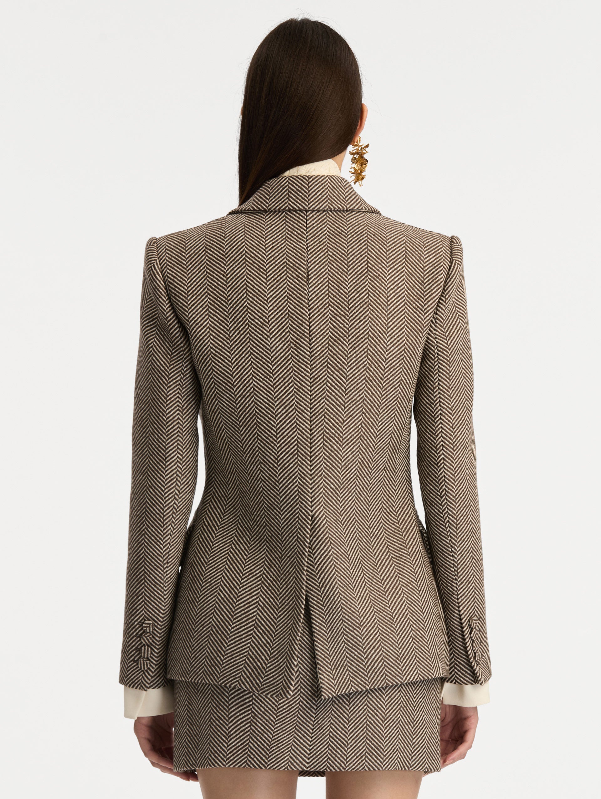 Oscar de la Renta Chevron Cashmere-Blend Jacket