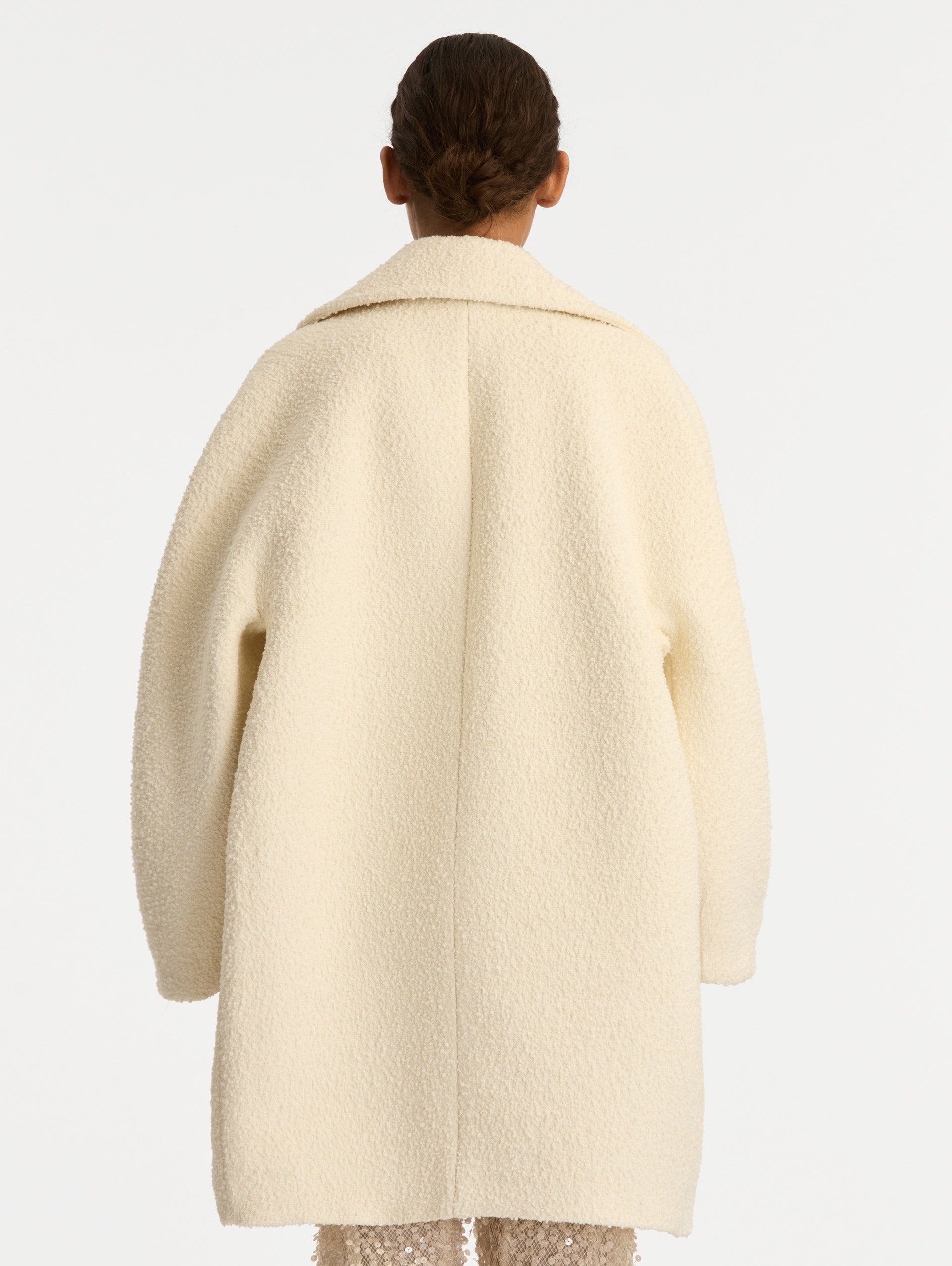 Oscar de la Renta Floral Button Bouclé Tweed Coat