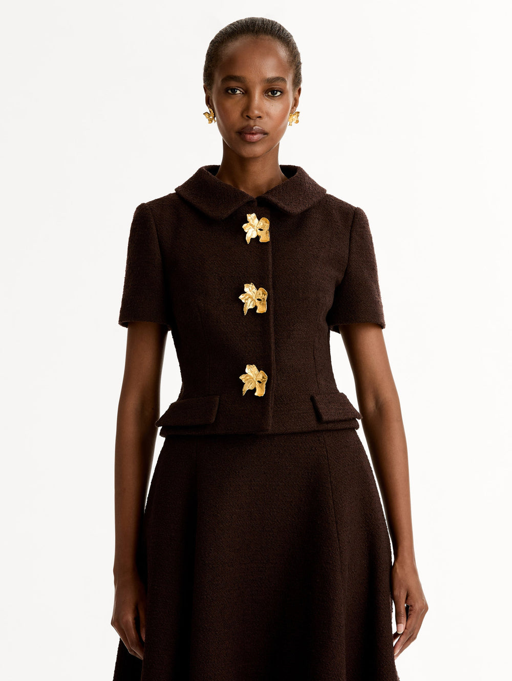 Oscar de la Renta Cyclamen Button Tweed Jacket