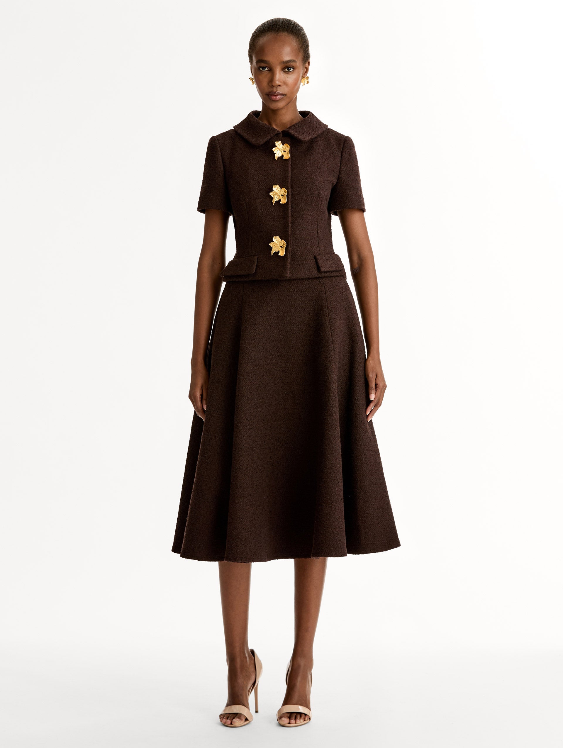 Oscar de la Renta Cyclamen Button Tweed Jacket