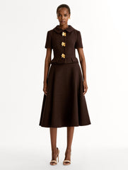 Oscar de la Renta Cyclamen Button Tweed Jacket