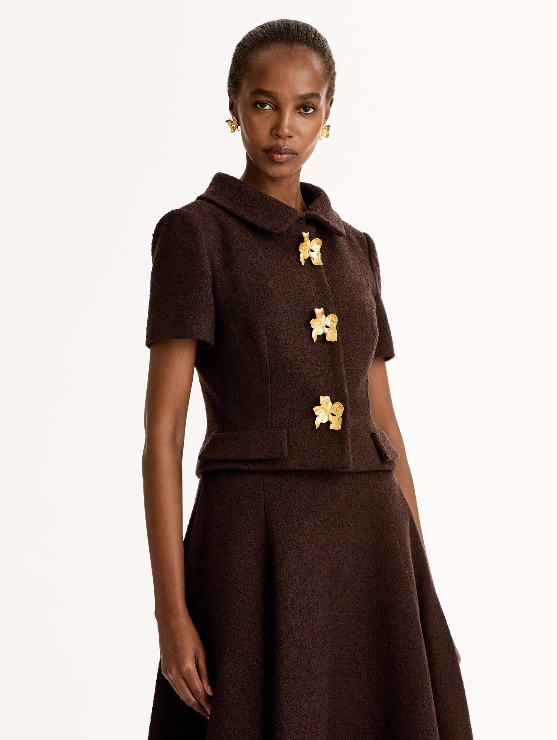Oscar de la Renta Cyclamen Button Tweed Jacket