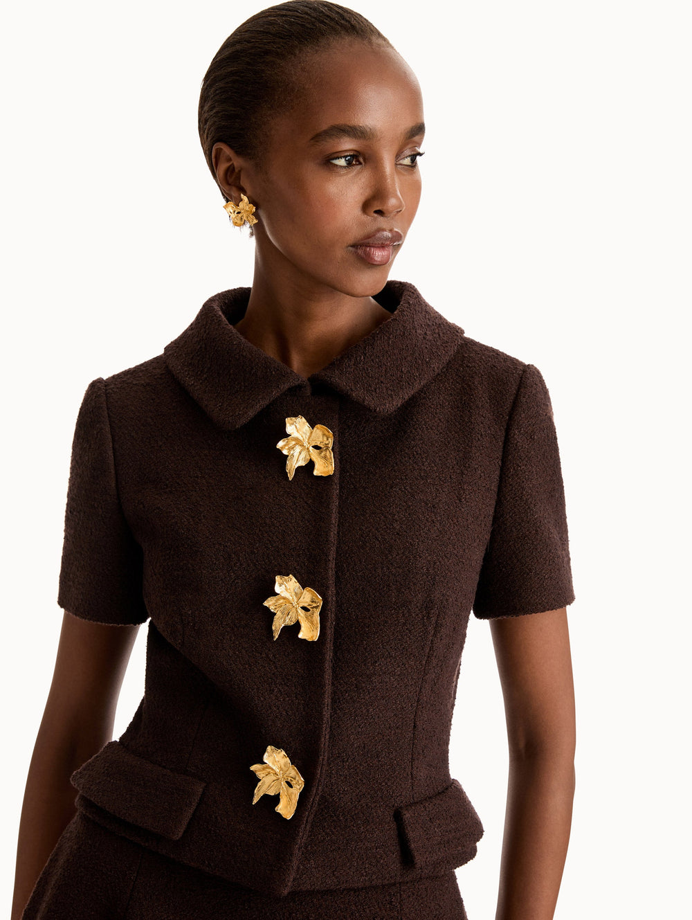 Oscar de la Renta Cyclamen Button Tweed Jacket