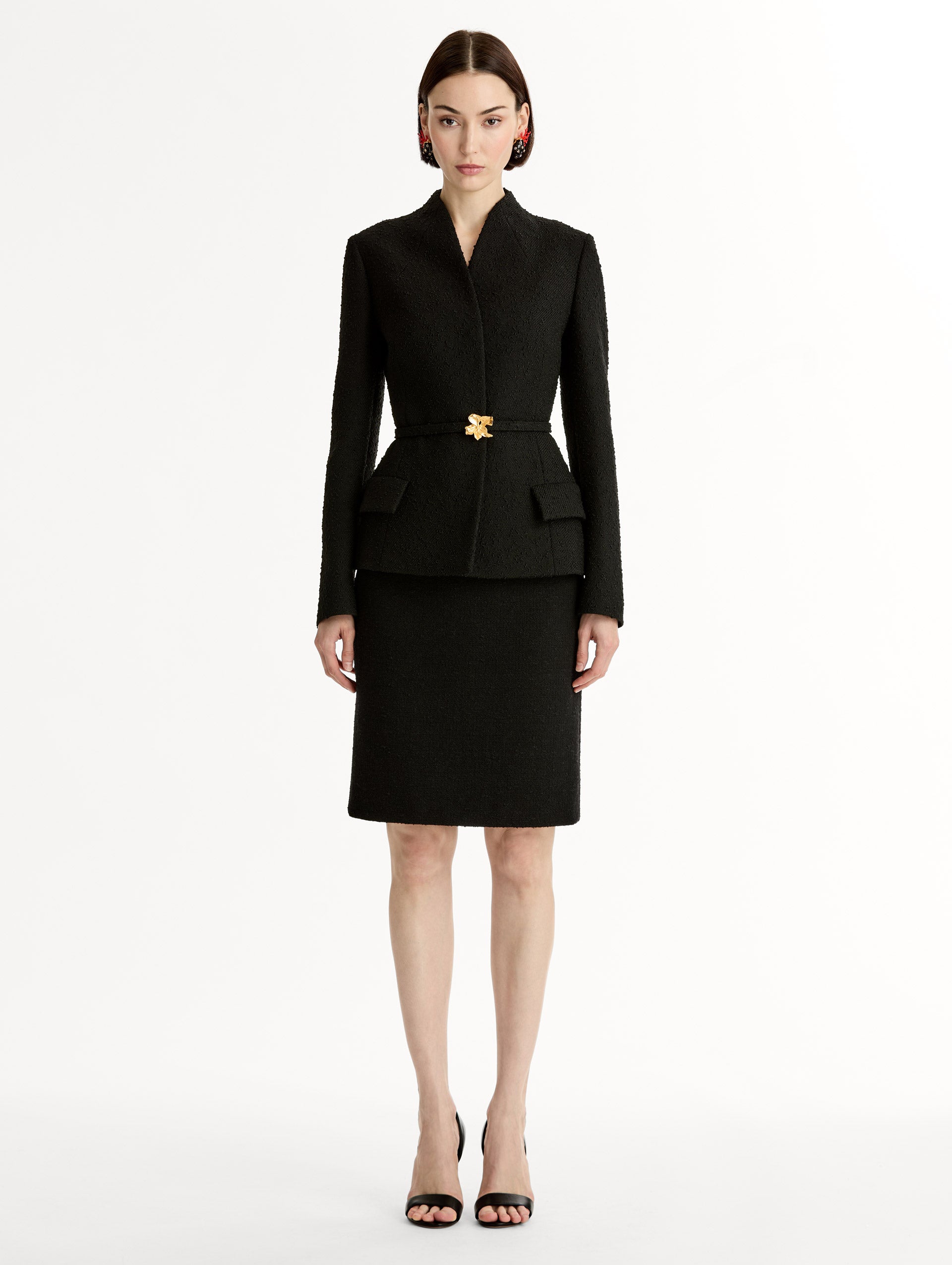 Oscar de la Renta Cyclamen Belt Tweed Jacket