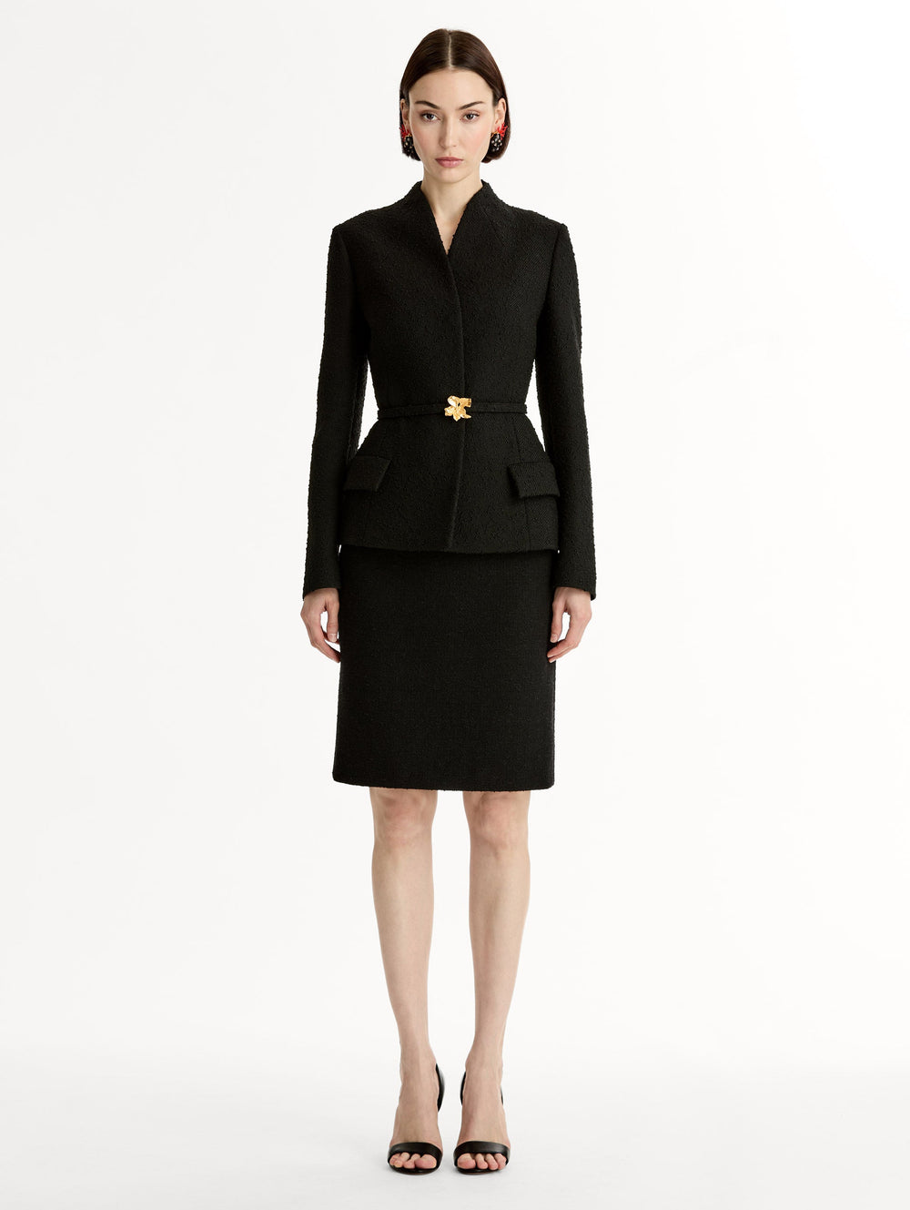 Oscar de la Renta Cyclamen Belt Tweed Jacket