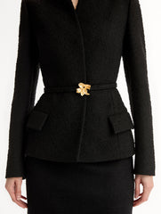 Oscar de la Renta Cyclamen Belt Tweed Jacket
