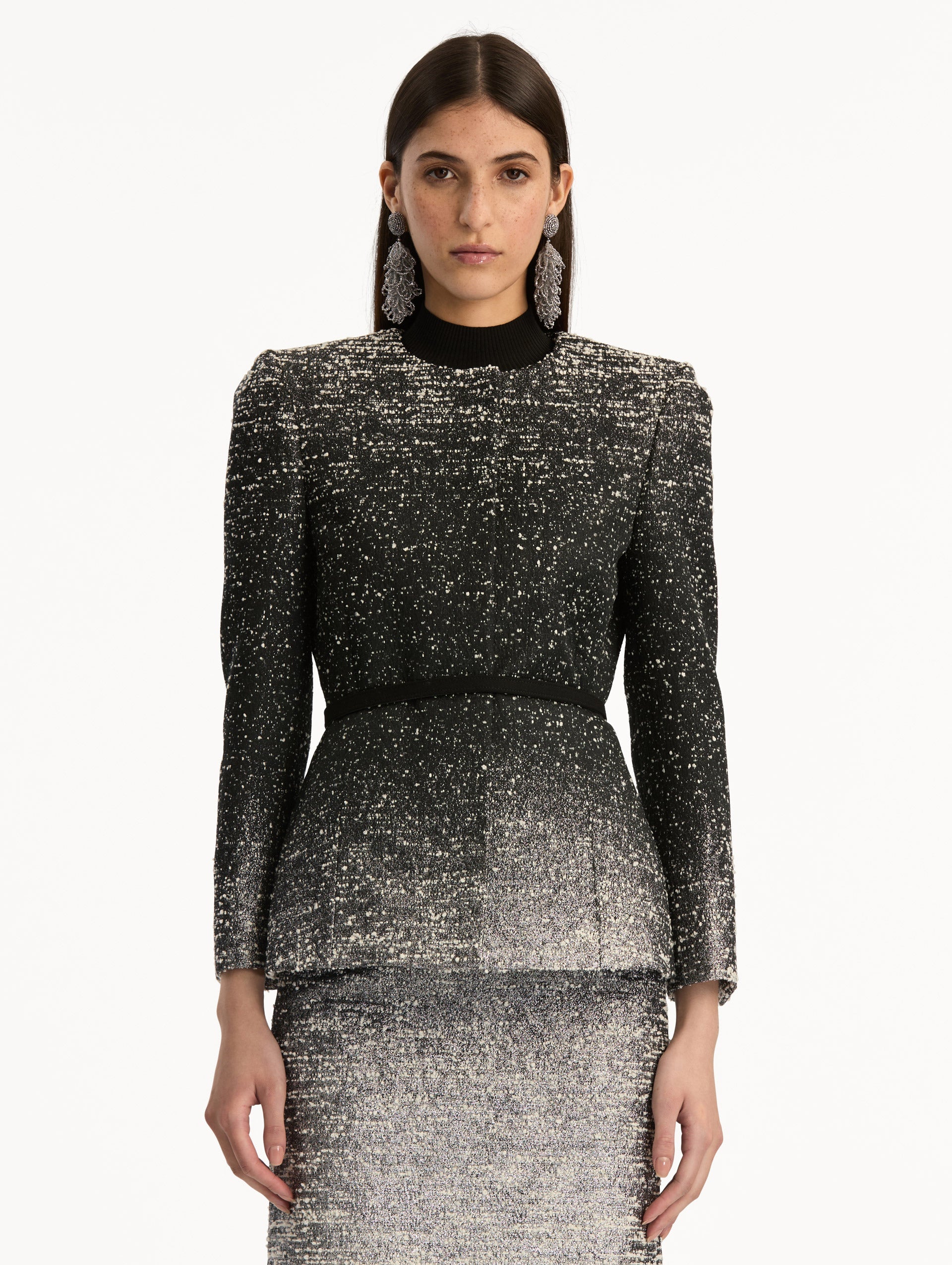Oscar de la Renta Ombré Lurex Bouclé Jacquard Jacket