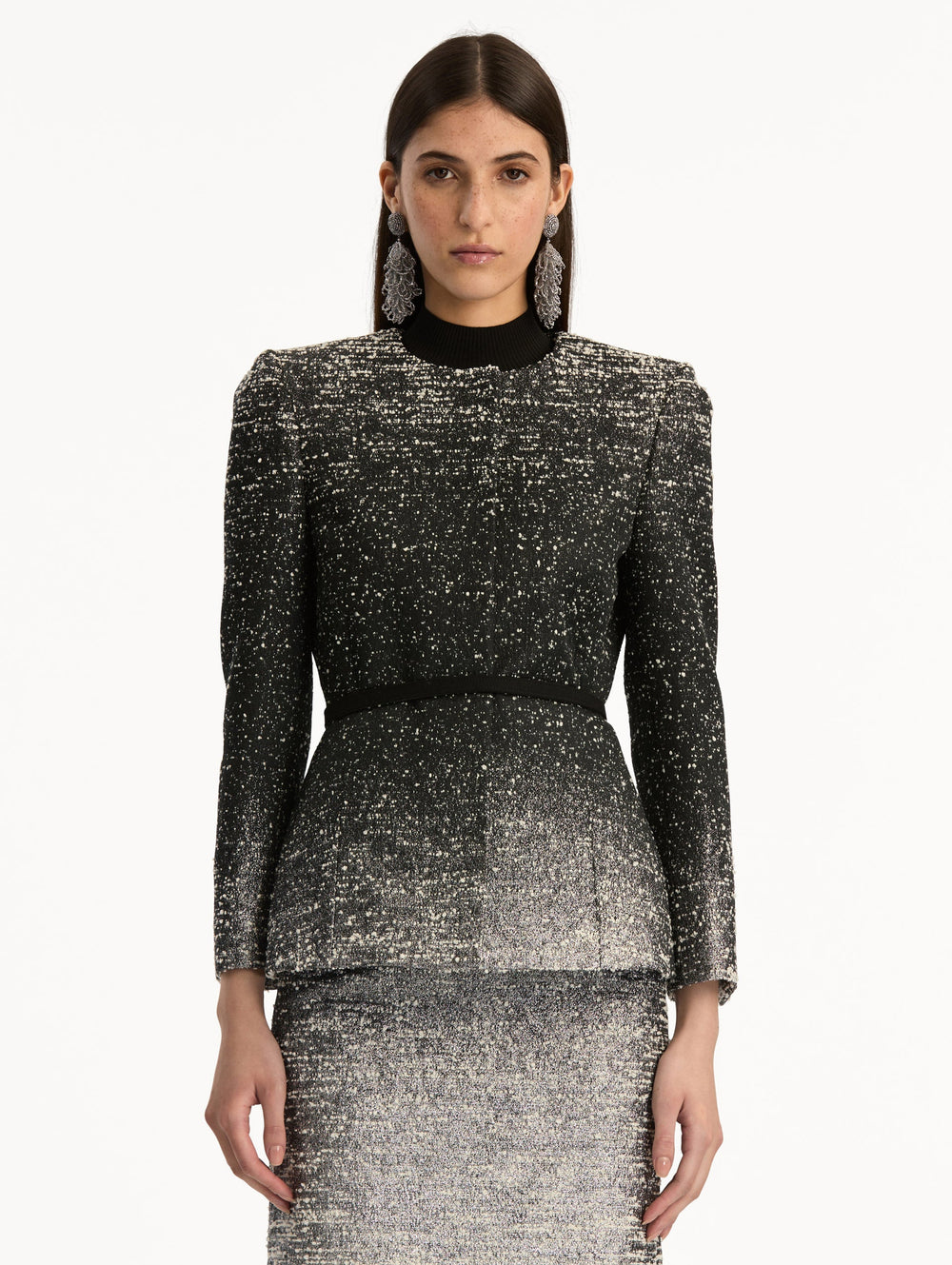 Oscar de la Renta Ombré Lurex Bouclé Jacquard Jacket