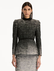 Oscar de la Renta Ombré Lurex Bouclé Jacquard Jacket