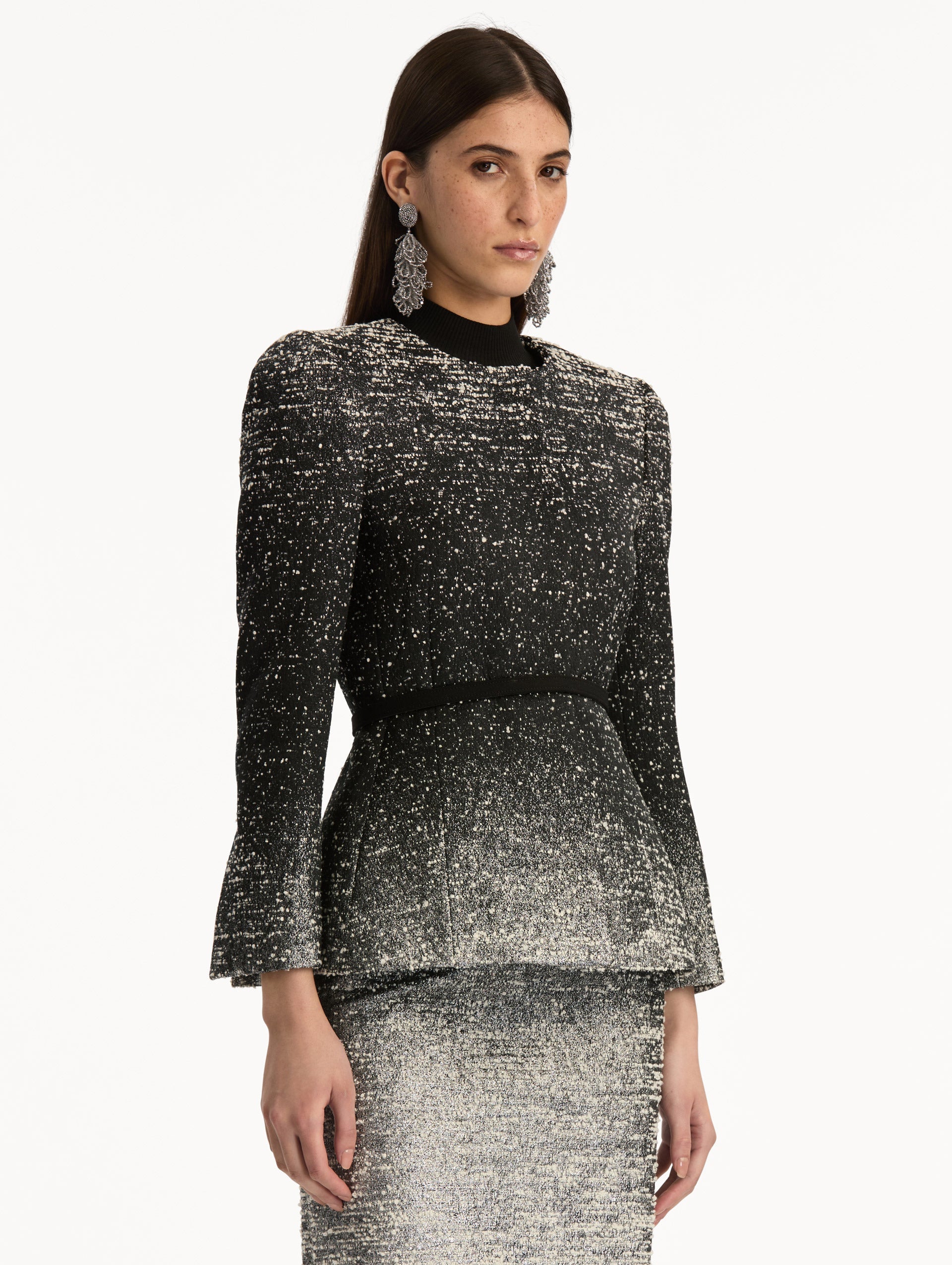 Oscar de la Renta Ombré Lurex Bouclé Jacquard Jacket
