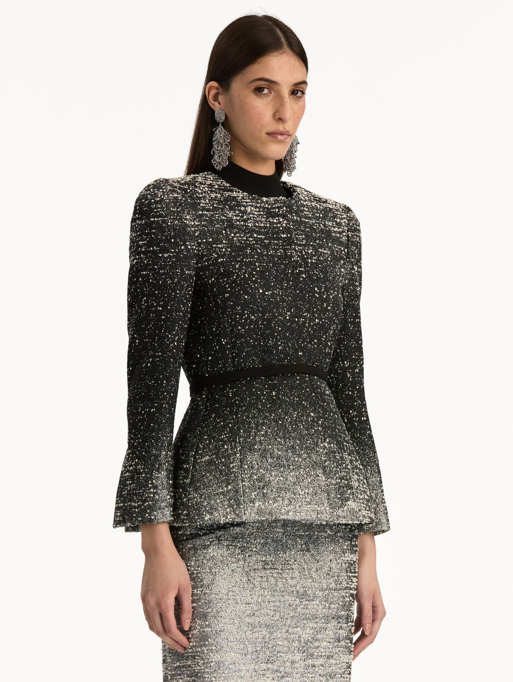 Oscar de la Renta Ombré Lurex Bouclé Jacquard Jacket