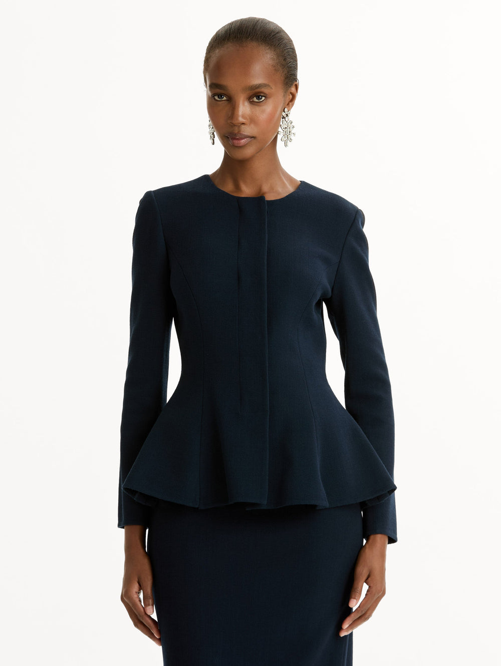 Oscar de la Renta Peplum Wool-Blend Jacket