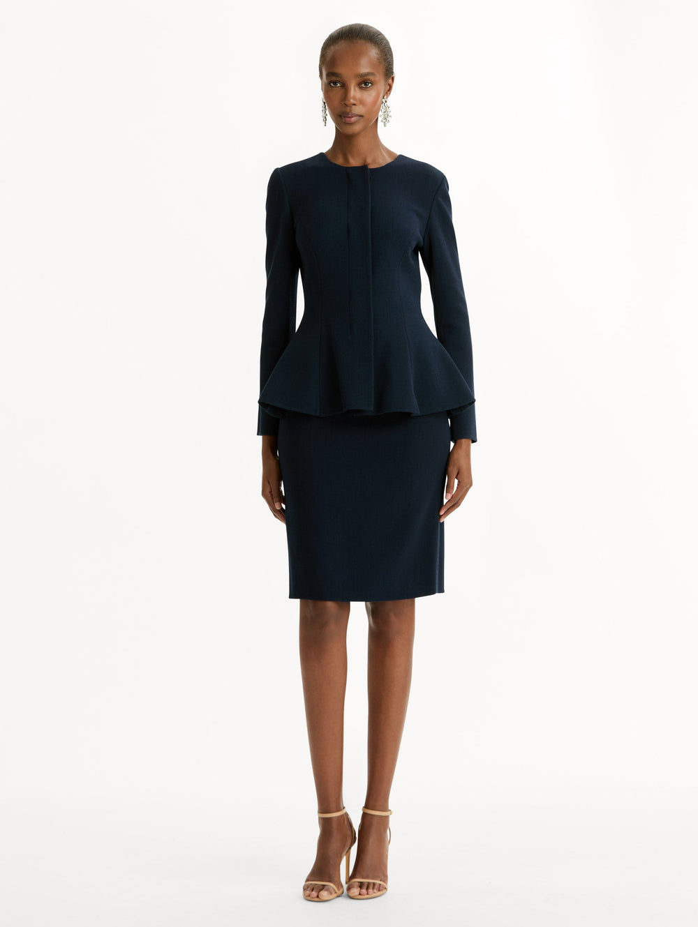 Oscar de la Renta Peplum Wool-Blend Jacket