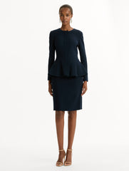 Oscar de la Renta Peplum Wool-Blend Jacket