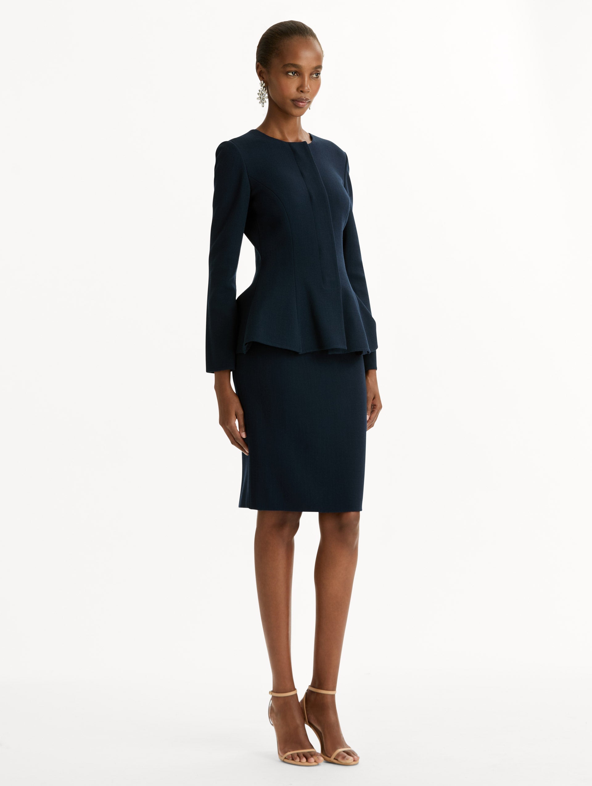 Oscar de la Renta Peplum Wool-Blend Jacket