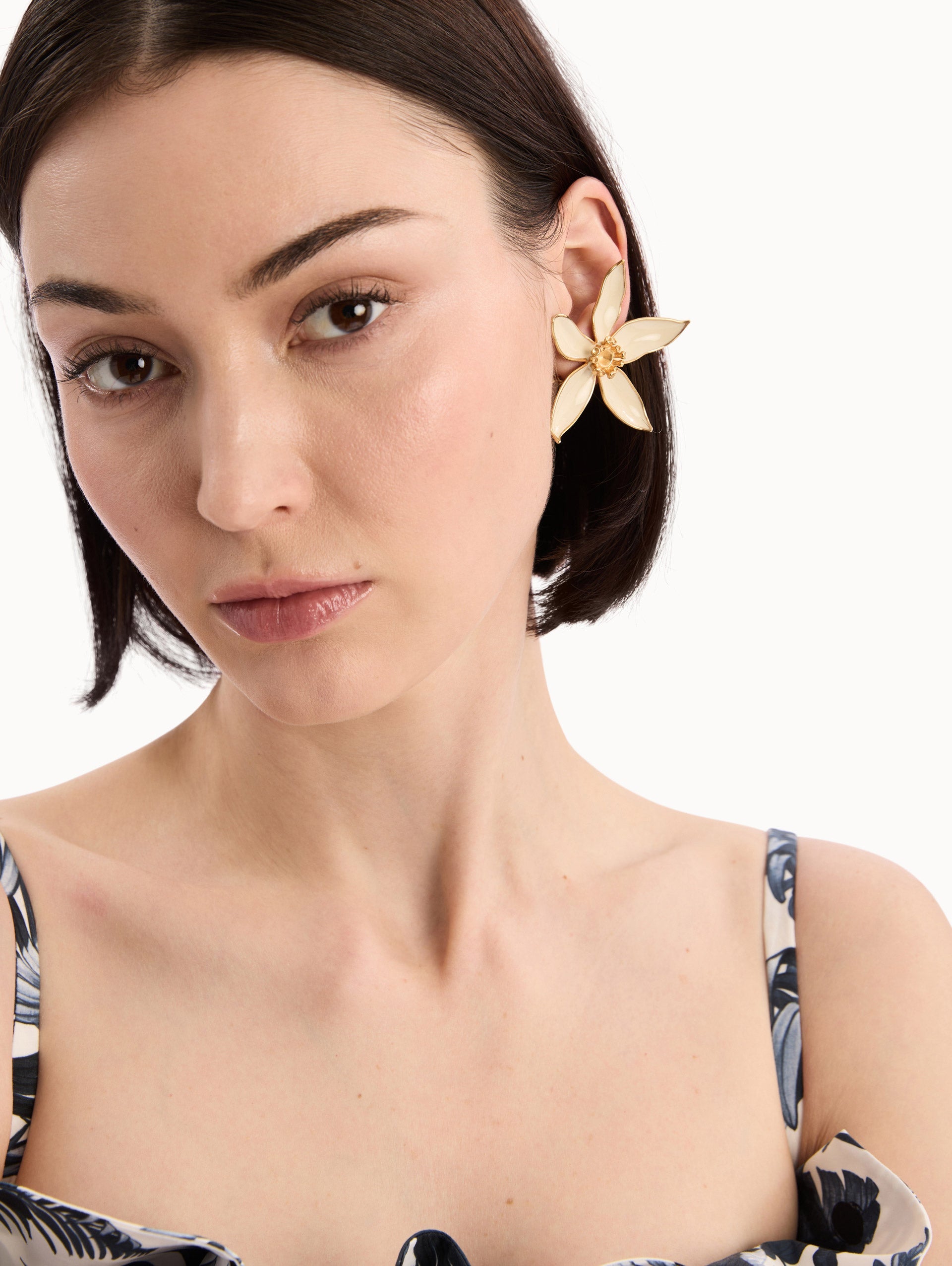 Oscar de la Renta Orange Blossom Clip-On Earrings
