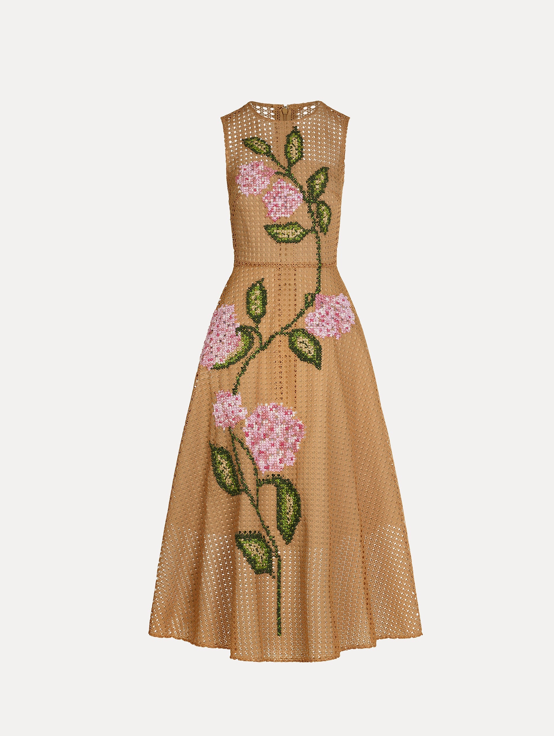 Oscar de la Renta Porcelain Flower Lattice Dress