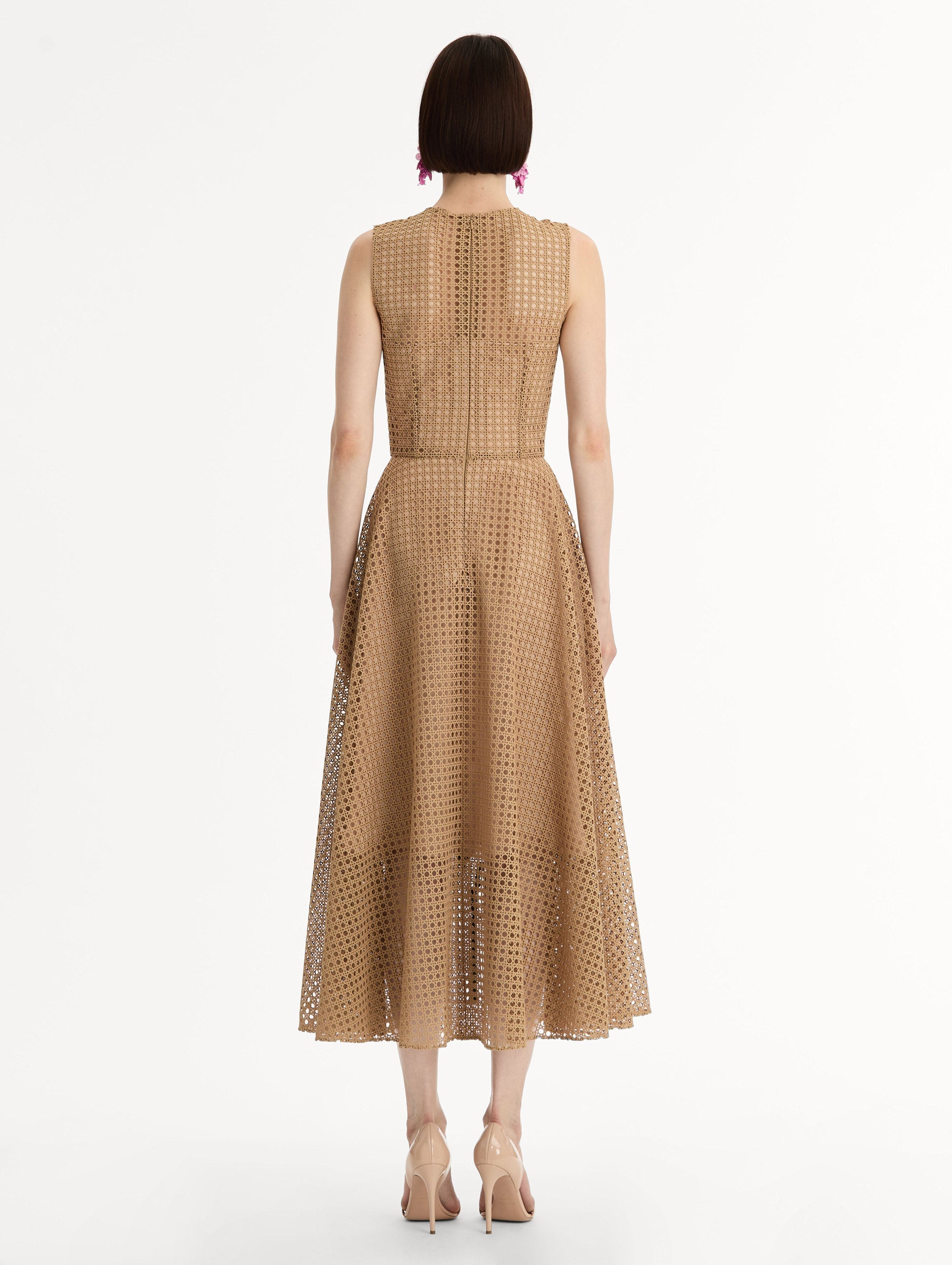 Oscar de la Renta Porcelain Flower Lattice Dress