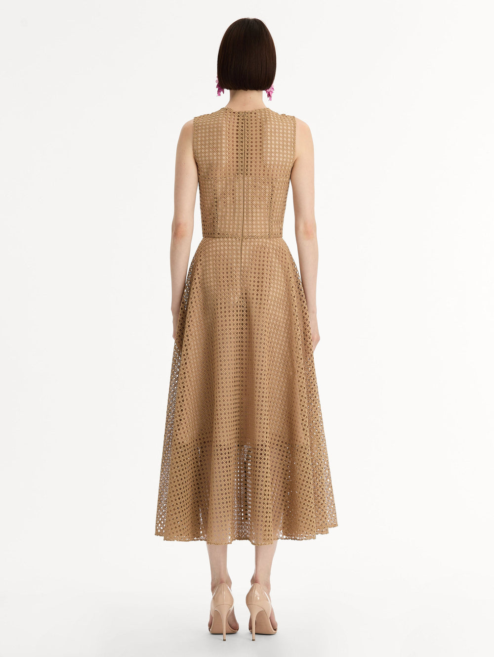 Oscar de la Renta Porcelain Flower Lattice Dress