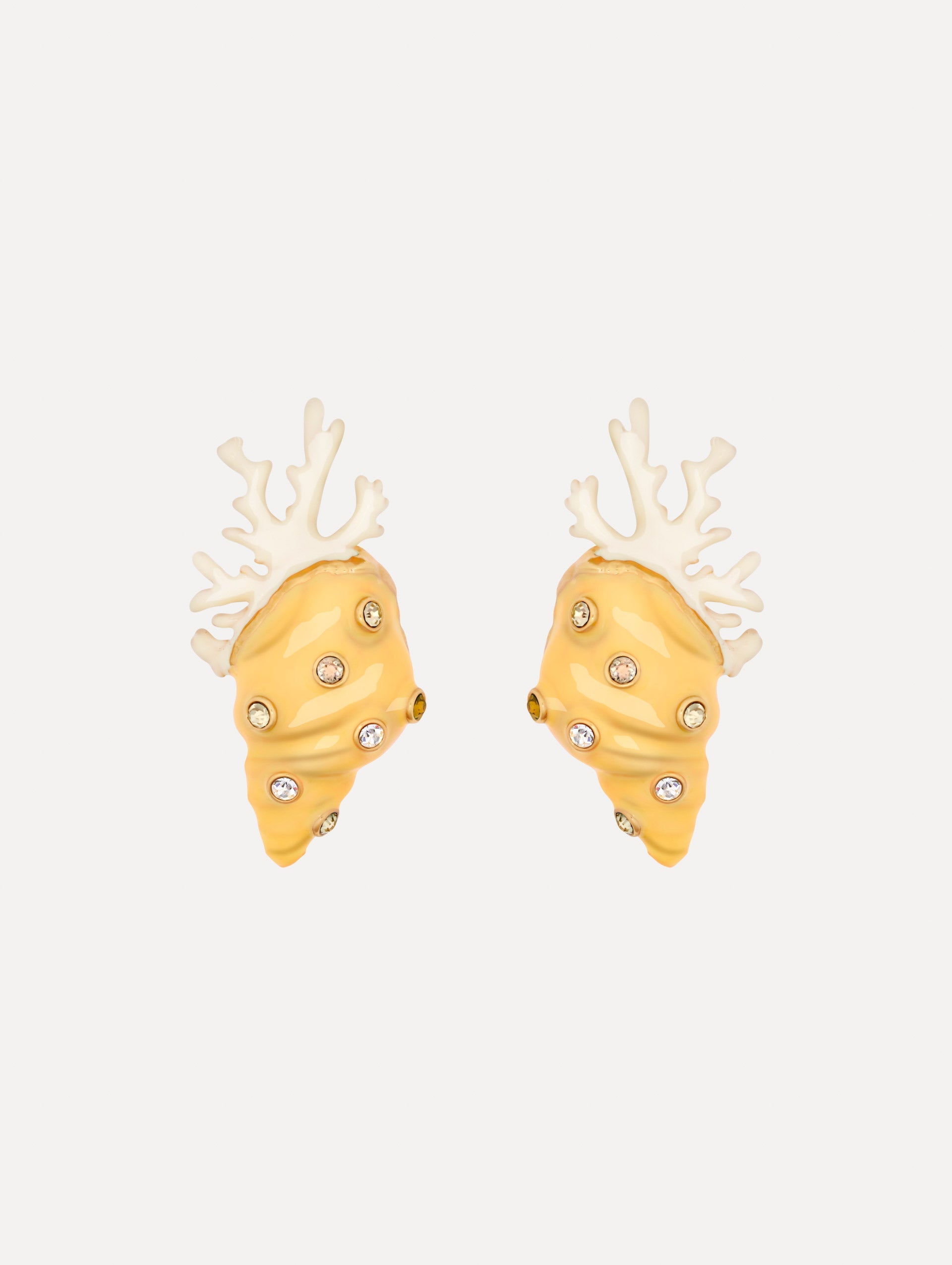 Oscar de la Renta Enamel Seashell and Coral Earrings