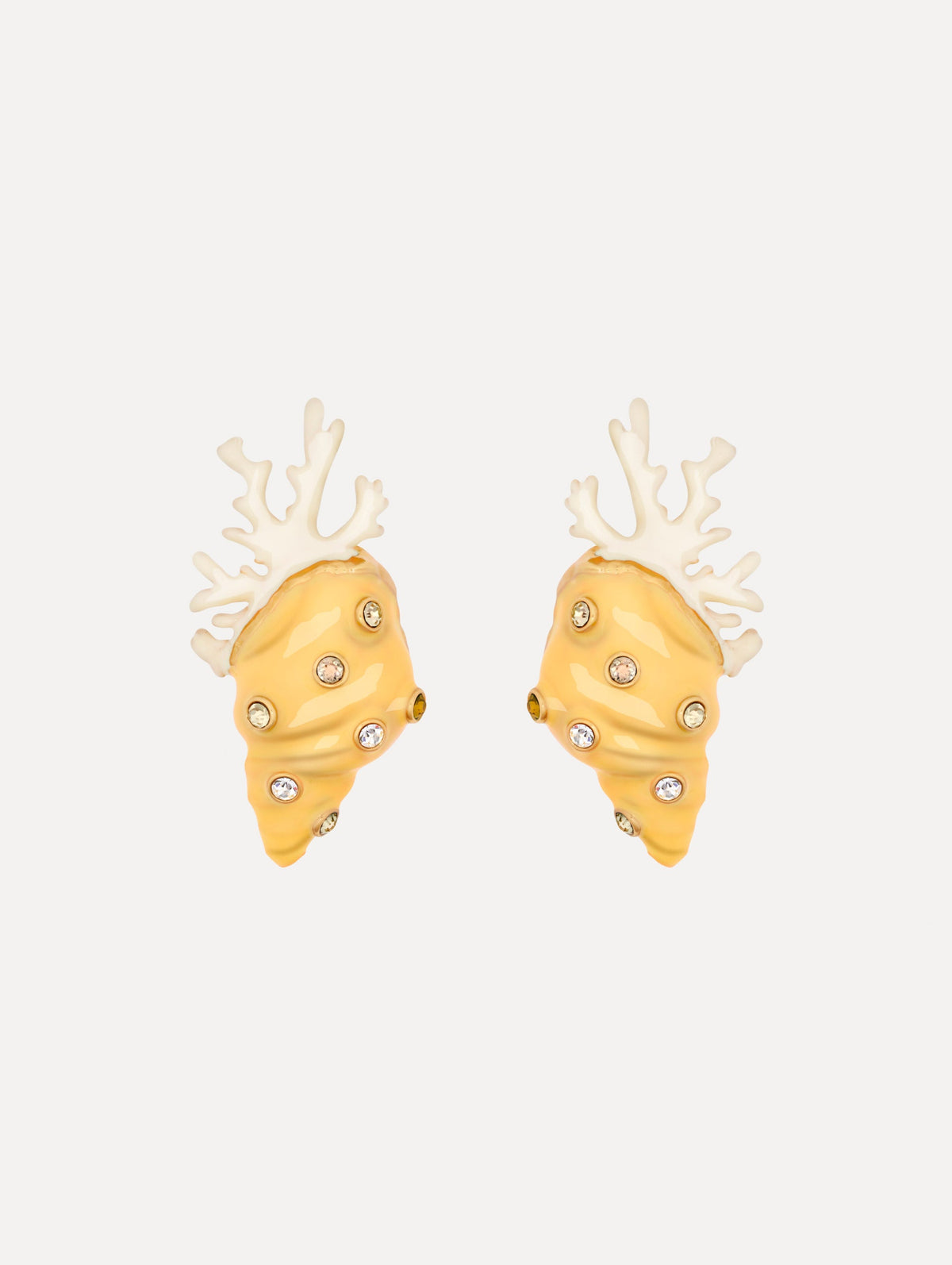 Oscar de la Renta Enamel Seashell and Coral Earrings