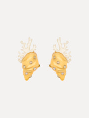 Oscar de la Renta Enamel Seashell and Coral Earrings