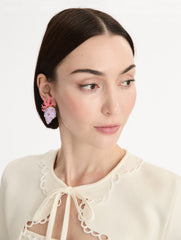 Oscar de la Renta Enamel Seashell and Coral Earrings