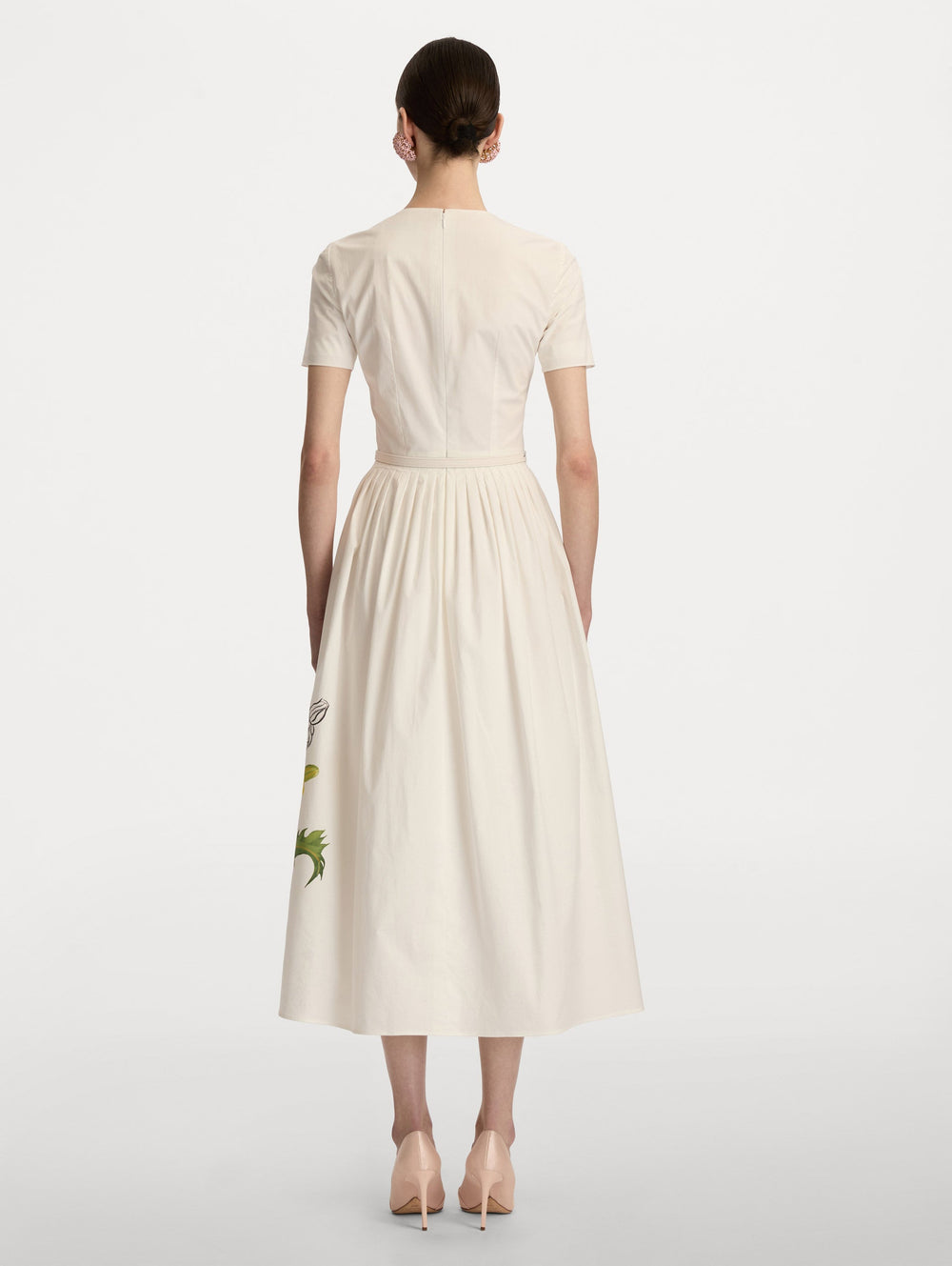 Oscar de la Renta Foxglove Sketch Cotton Poplin Dress