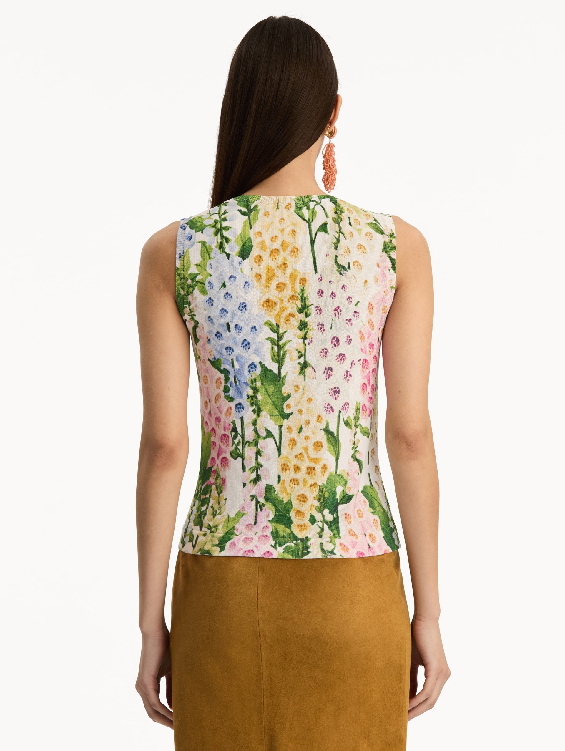 Oscar de la Renta Foxglove Printed Tank