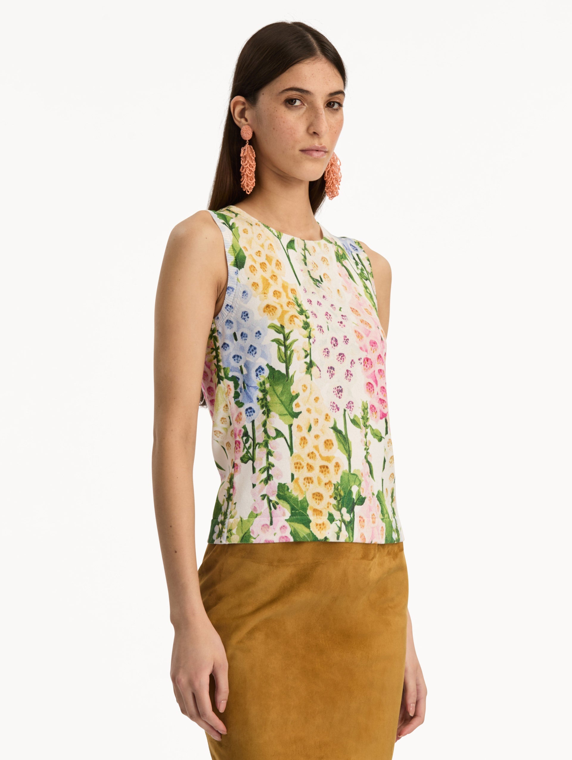 Oscar de la Renta Foxglove Printed Tank