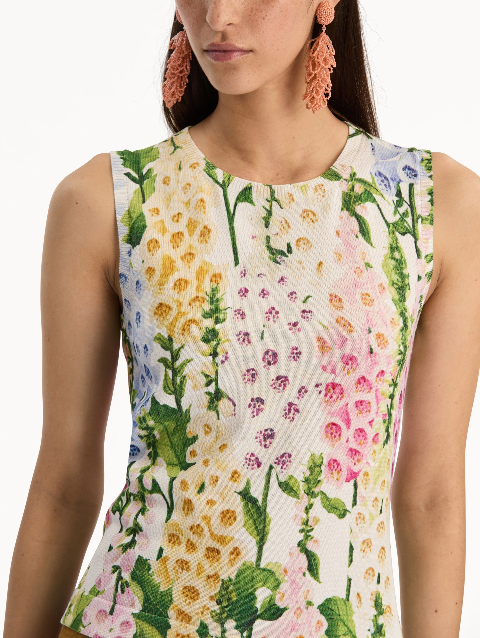 Oscar de la Renta Foxglove Printed Tank