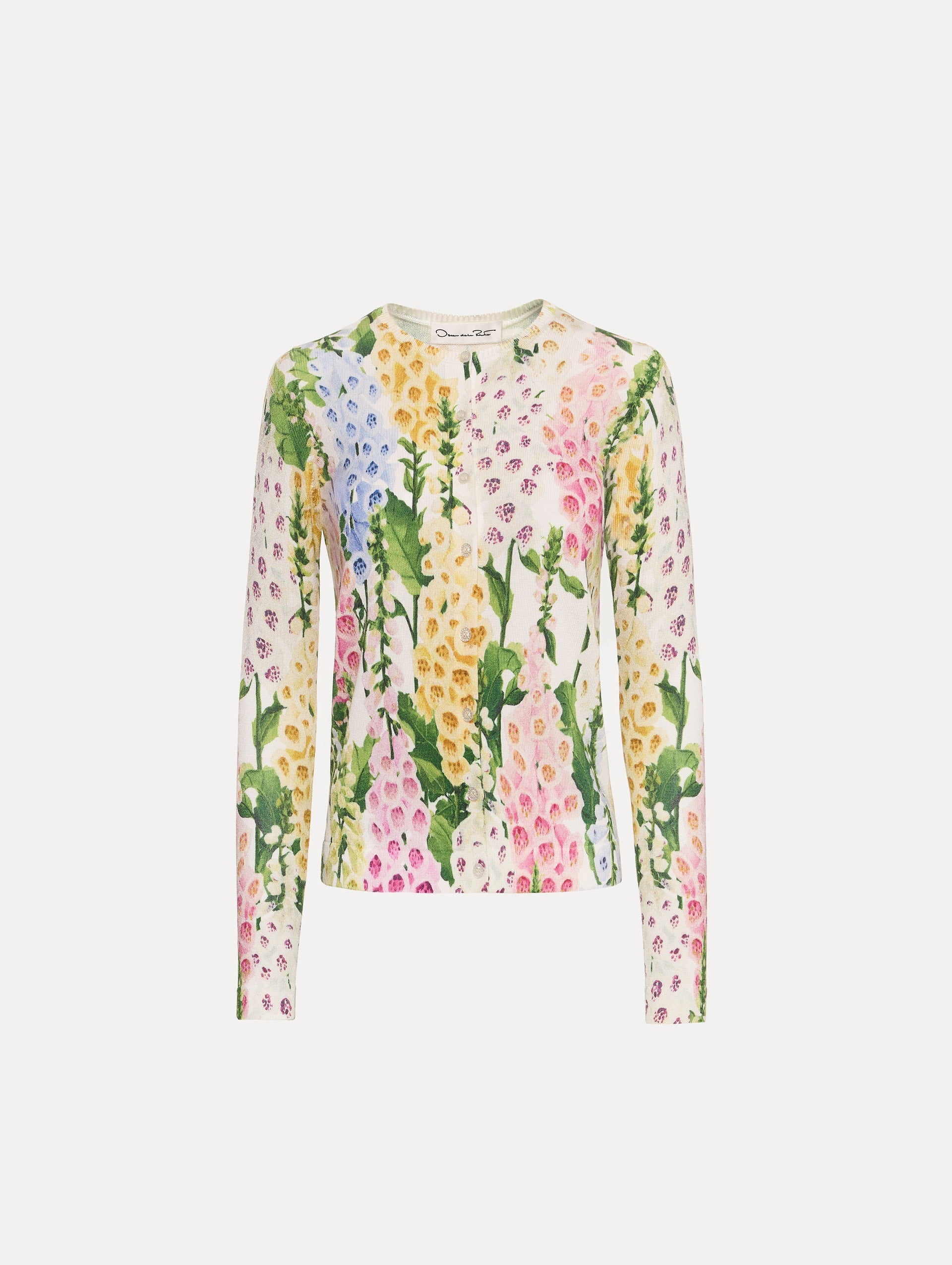 Oscar de la Renta Foxglove Printed Cardigan